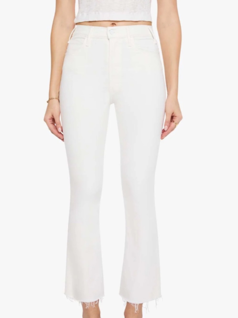 MOTHER The Hustler Ankle Fray White Jeans size 27